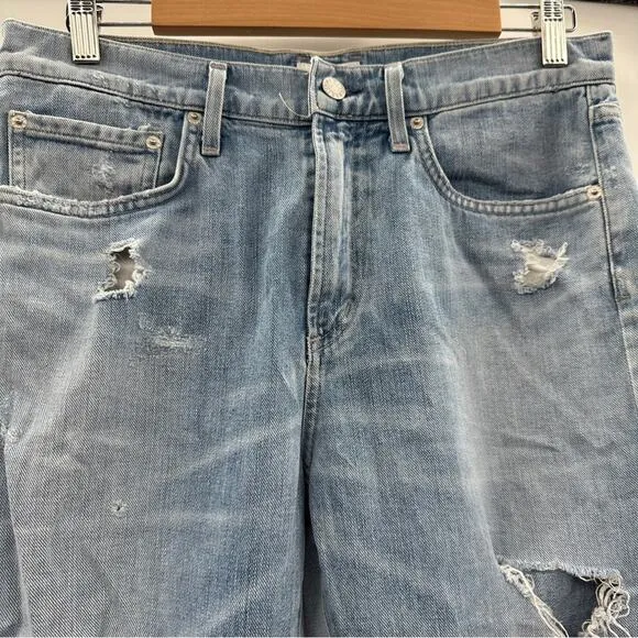 AGOLDE Dakota Distressed‎ Relaxed Boyfriend Capri Relaxed Skater Shorts Sz 28
