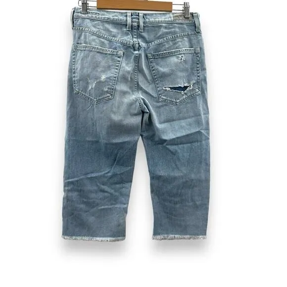 AGOLDE Dakota Distressed‎ Relaxed Boyfriend Capri Relaxed Skater Shorts Sz 28