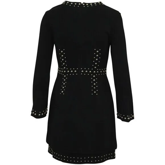 A.L.C. Madison Studded Cocktail Mini Dress in Black Viscose