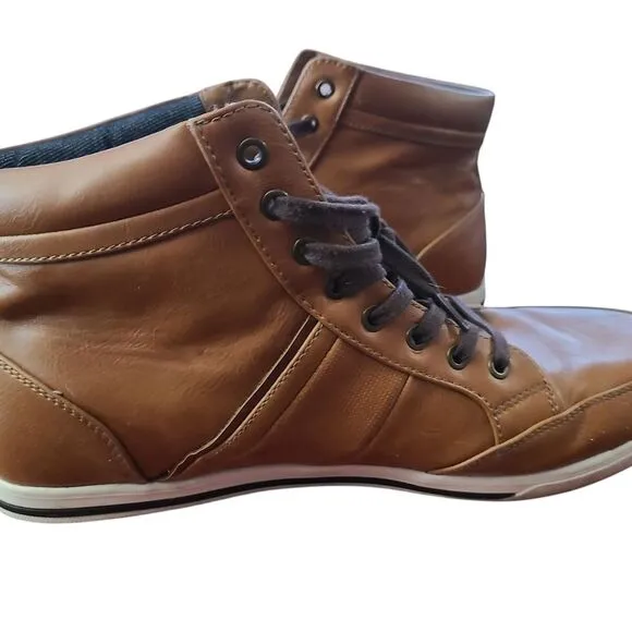 Aldo Brown Leather High-Top Sneakers Men's Size 10