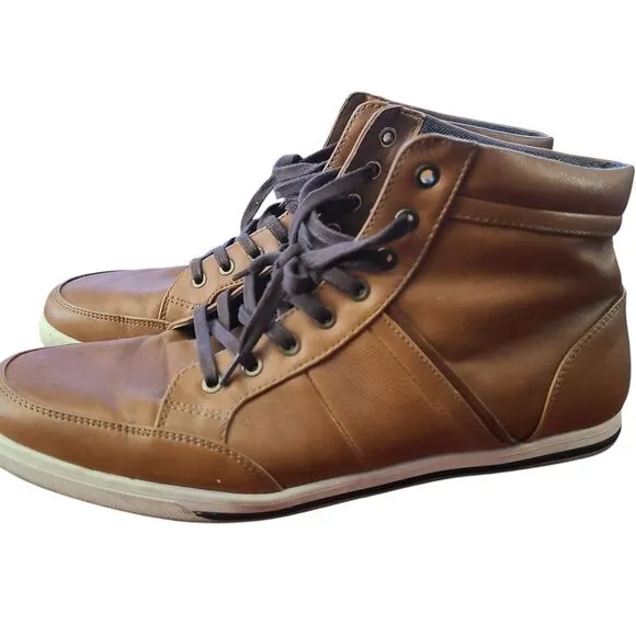 Aldo Brown Leather High-Top Sneakers Men's Size 10