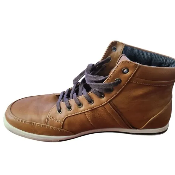 Aldo Brown Leather High-Top Sneakers Men's Size 10