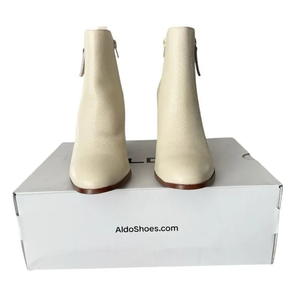 Aldo Cream Heeled Boots with Chunky Heel Noemie Flex Pillow Walk Ankle Boots
