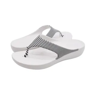 ALEGRÍA By PG LITE &quot;ODE&quot; WHITE WITH BLACK STRIPES THONG-TOE FLIP FLOPS SANDALS🆕