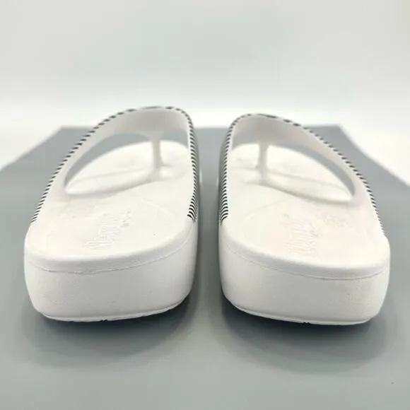 ALEGRÍA By PG LITE &quot;ODE&quot; WHITE WITH BLACK STRIPES THONG-TOE FLIP FLOPS SANDALS🆕
