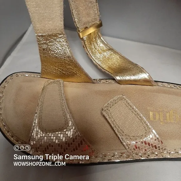 Alegria Karmen Gold Dazzler Leather Slide Sandals Size EU 35 US 5 Ergonomic Hot