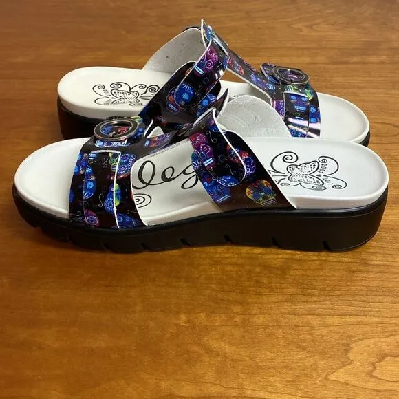 Alegria Vita Sugar Skulls Slide Sandals Size 36 | 6-6.5