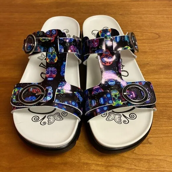 Alegria Vita Sugar Skulls Slide Sandals Size 36 | 6-6.5