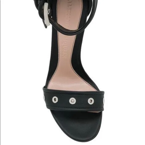 Alexander McQueen stud ankle tie lamb skin sandals