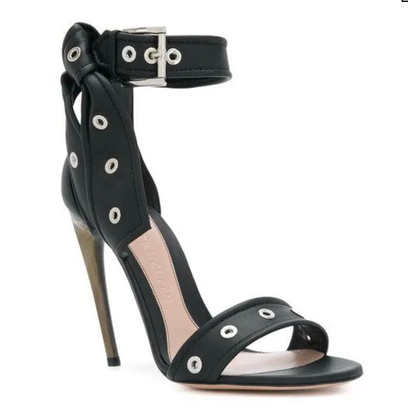 Alexander McQueen stud ankle tie lamb skin sandals