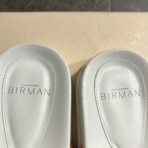 Alexandre Birman Lolita Orange Pool Leather Sandals Size 38 1/2 (US 7.5)
