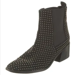 Alice   Olivia Alistair Black Suede Gold Studded Pull On Chelsea Boots Size 9.5