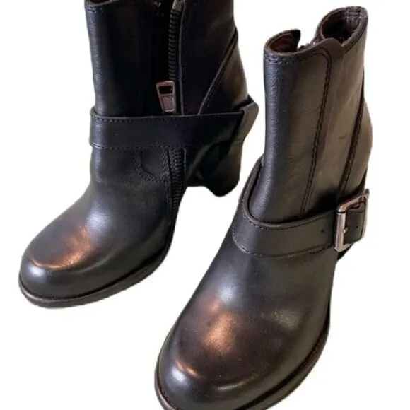 ALL SAINTS Chunky Strap Moto Ankle Boots