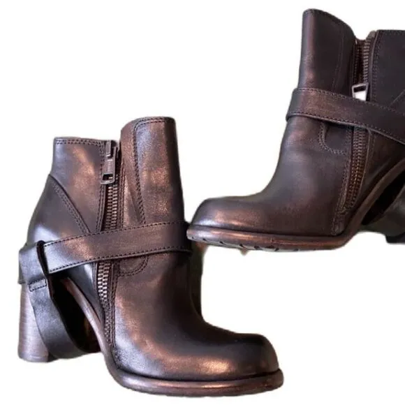 ALL SAINTS Chunky Strap Moto Ankle Boots