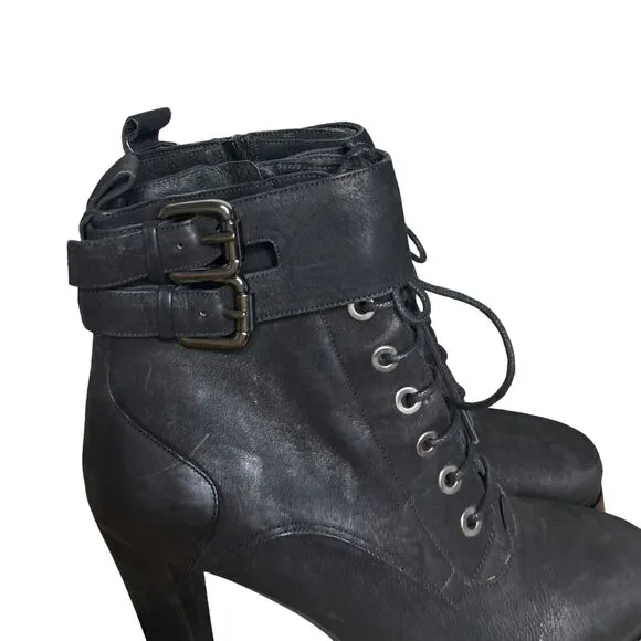 AllSaints Balfour Nubuck Leather Gothic Chunky Platform Ankle Boots Size 41