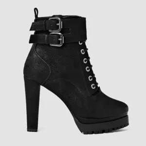 AllSaints Balfour Nubuck Leather Gothic Chunky Platform Ankle Boots Size 41