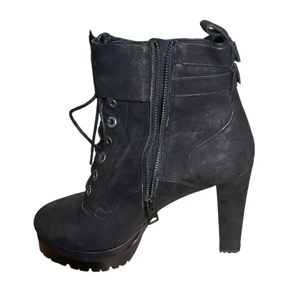 AllSaints Balfour Nubuck Leather Gothic Chunky Platform Ankle Boots Size 41