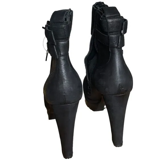 AllSaints Balfour Nubuck Leather Gothic Chunky Platform Ankle Boots Size 41
