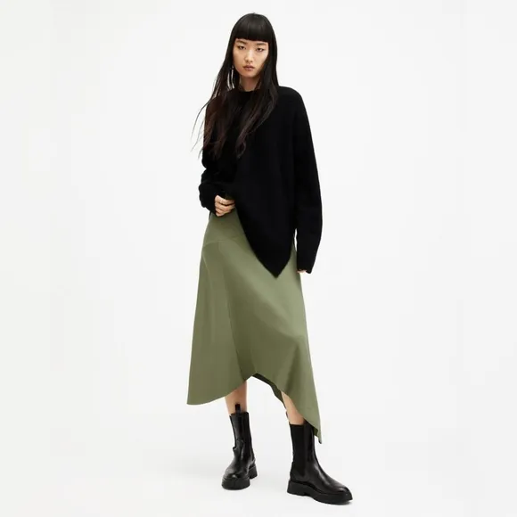 ALLSAINTS Gia Asymmetric Ribbed Skirt