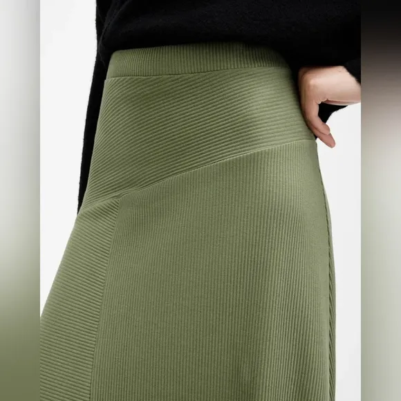 ALLSAINTS Gia Asymmetric Ribbed Skirt