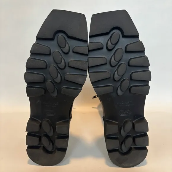 Alohas womens black Block Leather square toe Chunky Sole light Boots size 40