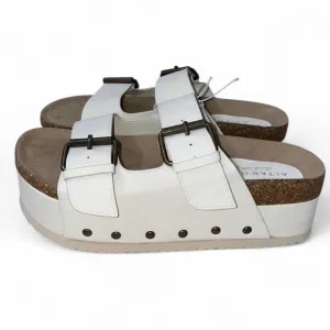Altar’d State Ivory platform sandals with bronze studded details in size 6 New