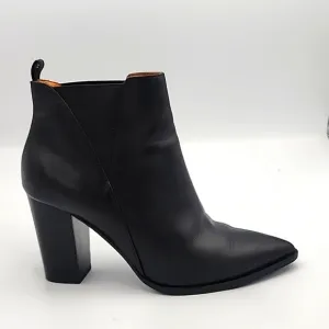 &amp; Other Stories Black Leather High Block-Heeled Ankle Boots w/Pointed Toe, 38