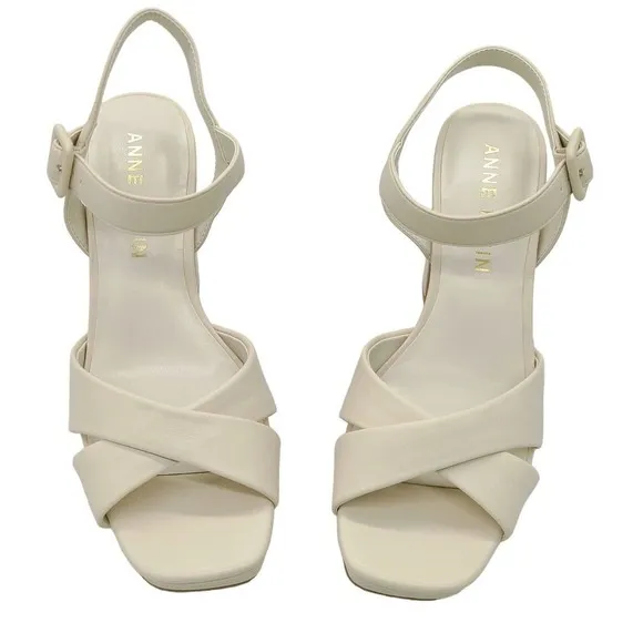 Anne Klein Women's Zena Heeled Sandal Size 7.5, Off-White - New