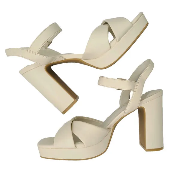 Anne Klein Women's Zena Heeled Sandal Size 7.5, Off-White - New