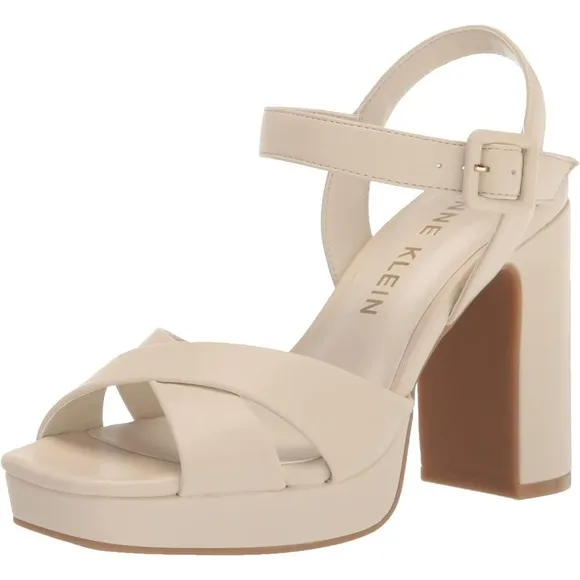 Anne Klein Women's Zena Heeled Sandal Size 7.5, Off-White - New