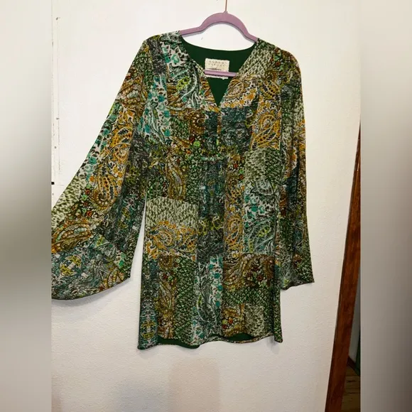 ANTHROPOLOGIE by Floreat Amelie 100% Silk Kimono Dress Size 0 oversized fit