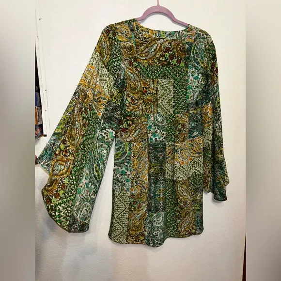 ANTHROPOLOGIE by Floreat Amelie 100% Silk Kimono Dress Size 0 oversized fit