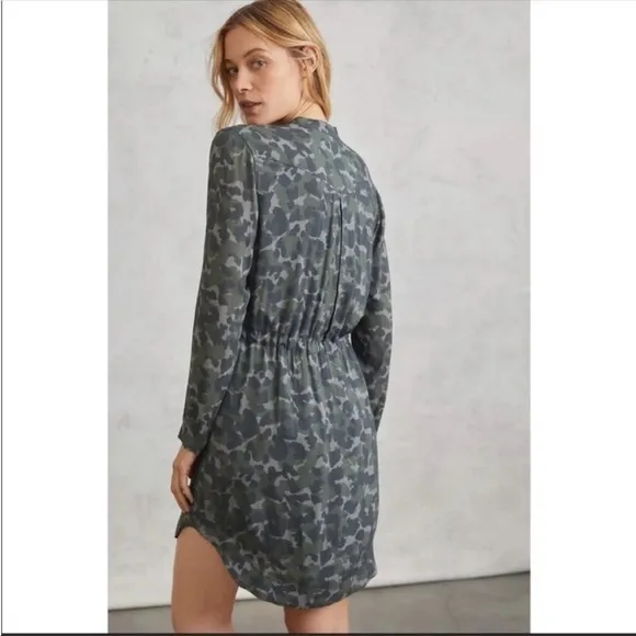 ANTHROPOLOGIE Camo Mini Dress Shirtdress Button Front Size XSP NWT