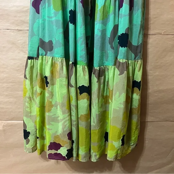 Anthropologie | Caroline Tiered Maxi Dress Floral Cotton Silk Popover Size XL