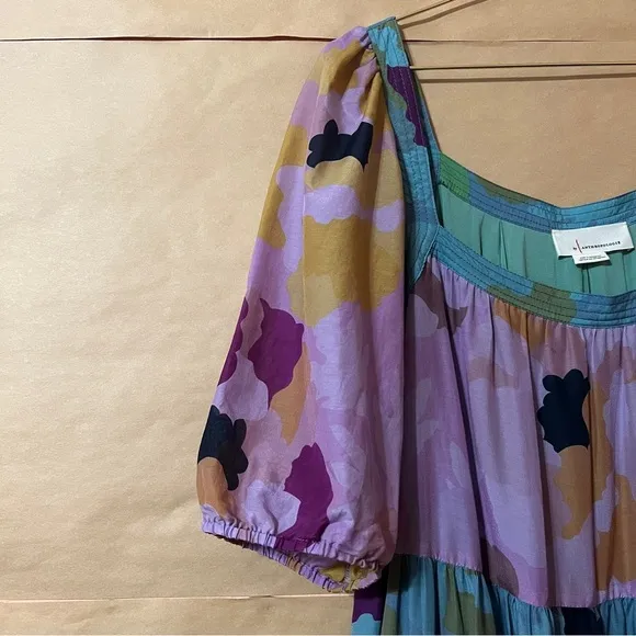 Anthropologie | Caroline Tiered Maxi Dress Floral Cotton Silk Popover Size XL