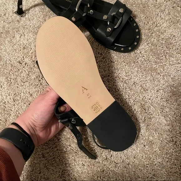 Anthropologie Hattie Black Studded Slingback Sandals​