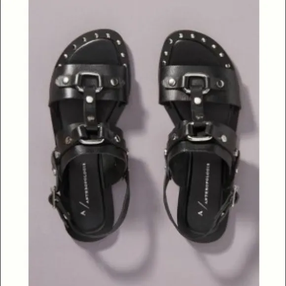Anthropologie Hattie Black Studded Slingback Sandals​
