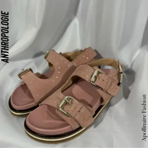 ANTHROPOLOGIE PILCRO STUDDED SLINGBACK SANDALS IN PINK NEW SIZE 40