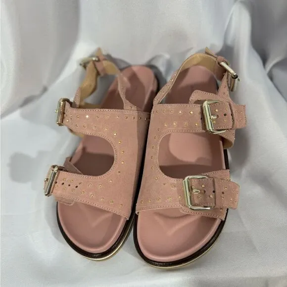 ANTHROPOLOGIE PILCRO STUDDED SLINGBACK SANDALS IN PINK NEW SIZE 40
