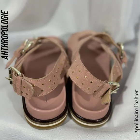 ANTHROPOLOGIE PILCRO STUDDED SLINGBACK SANDALS IN PINK NEW SIZE 40