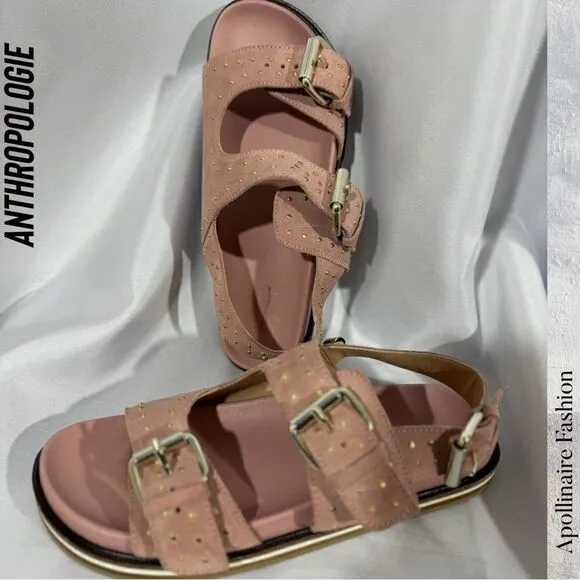 ANTHROPOLOGIE PILCRO STUDDED SLINGBACK SANDALS IN PINK NEW SIZE 40