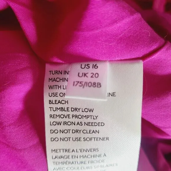 anthropologie Roxie Dress 16 Bright Pink Feathery Fringed Sleeveless Shift
