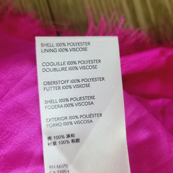 anthropologie Roxie Dress 16 Bright Pink Feathery Fringed Sleeveless Shift