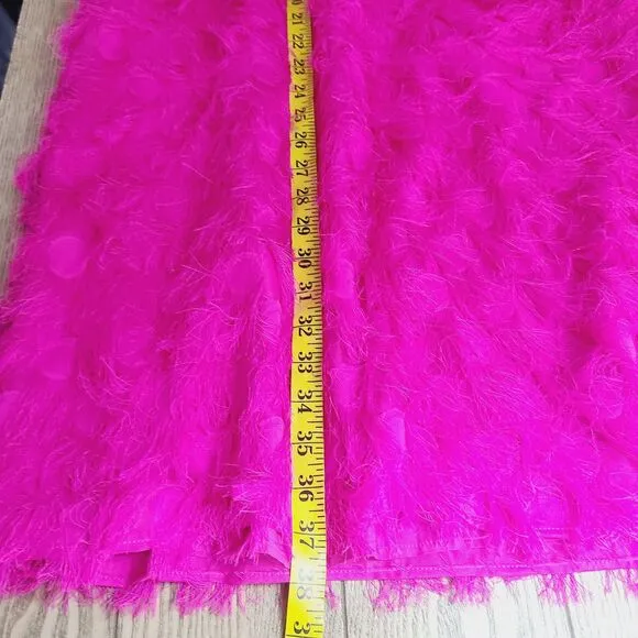 anthropologie Roxie Dress 16 Bright Pink Feathery Fringed Sleeveless Shift