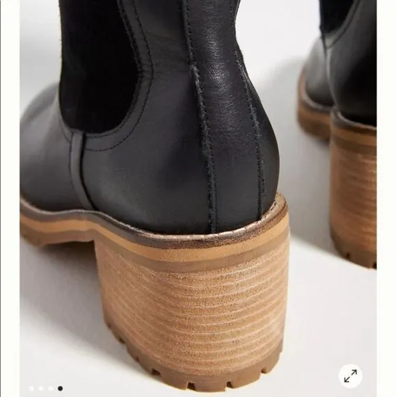 Anthropologie Silent D Brink Heeled Boots Black Leather &amp; Suede EU 36 NWOB