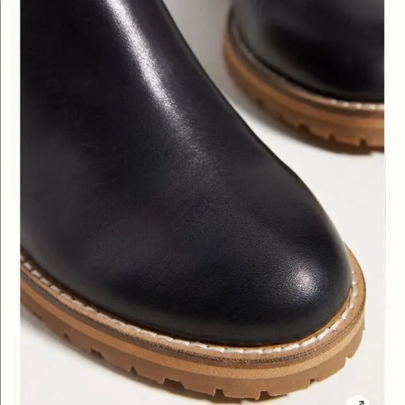Anthropologie Silent D Brink Heeled Boots Black Leather &amp; Suede EU 36 NWOB