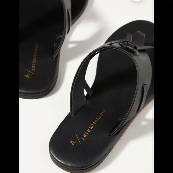 AnthropologieLace-Up Flip-Flop Sandals - black