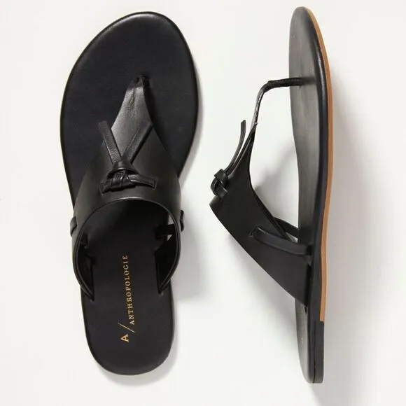 AnthropologieLace-Up Flip-Flop Sandals - black