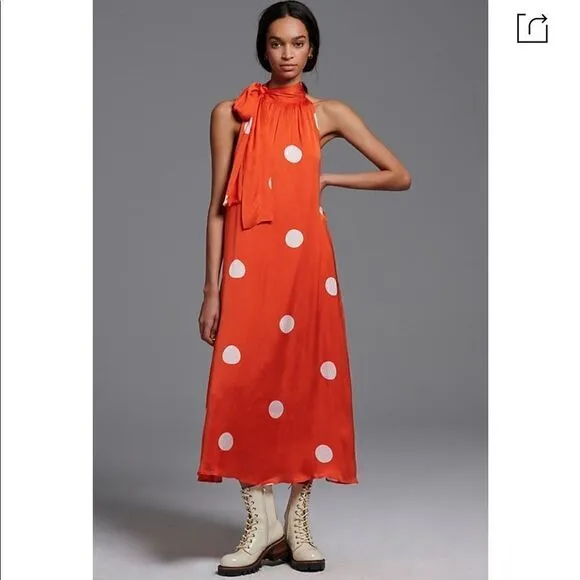 Anthropologie Samant Chauhan Minnie Polka Dot Maxi Dress Size S/P