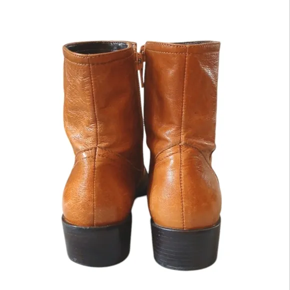 Antonio Melani Tan Leather Ankle Boots Womens Leather Boot Size 7.5